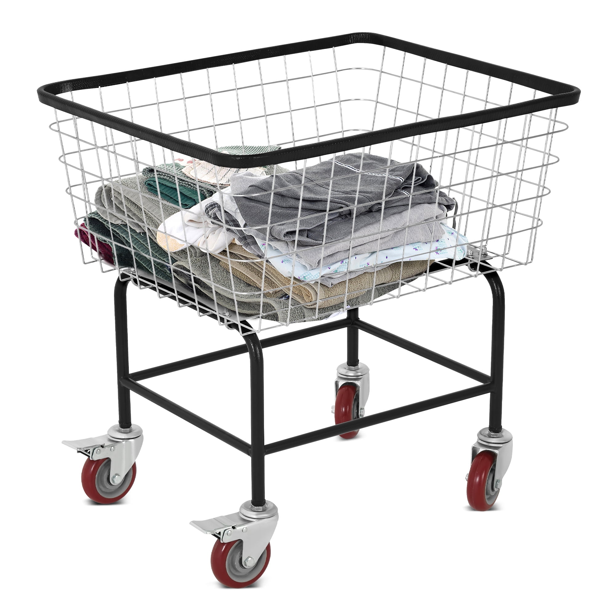 Dextrus Rolling Laundry Cart with 360° Swivel Brake Casters, 2.5 Bushel