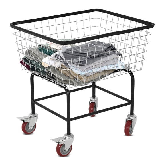 DEXTRUS Rolling Laundry Cart with 360° Swivel Brake Casters, Anti Rust Coating Steel Frame with Galvanized Finish