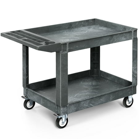 Dextrus Rolling Utility Cart with Lockable Wheels, High Density Polyethylene Gray