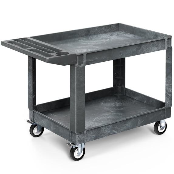 Dextrus Rolling Utility Cart with Lockable Wheels, High Density Polyethylene Gray