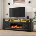 thumbnail image 1 of Dextrus Rustic TV Console for 75" TVs, 36" Electric Flame & LED Illumination with Classic Barn Door Storage, Black, 1 of 6