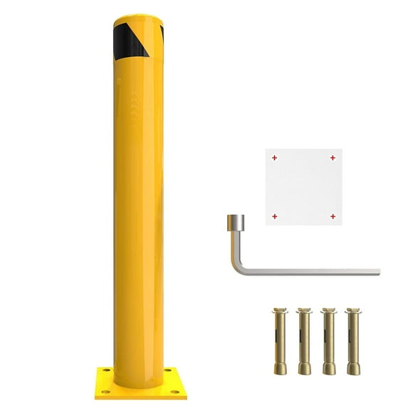 Dextrus Safety Bollard Post, 48" x 4.5" Steel Bollards, Traffic Bollard for Parking Warehouse Roadside Park Traffic Area, 1PCS