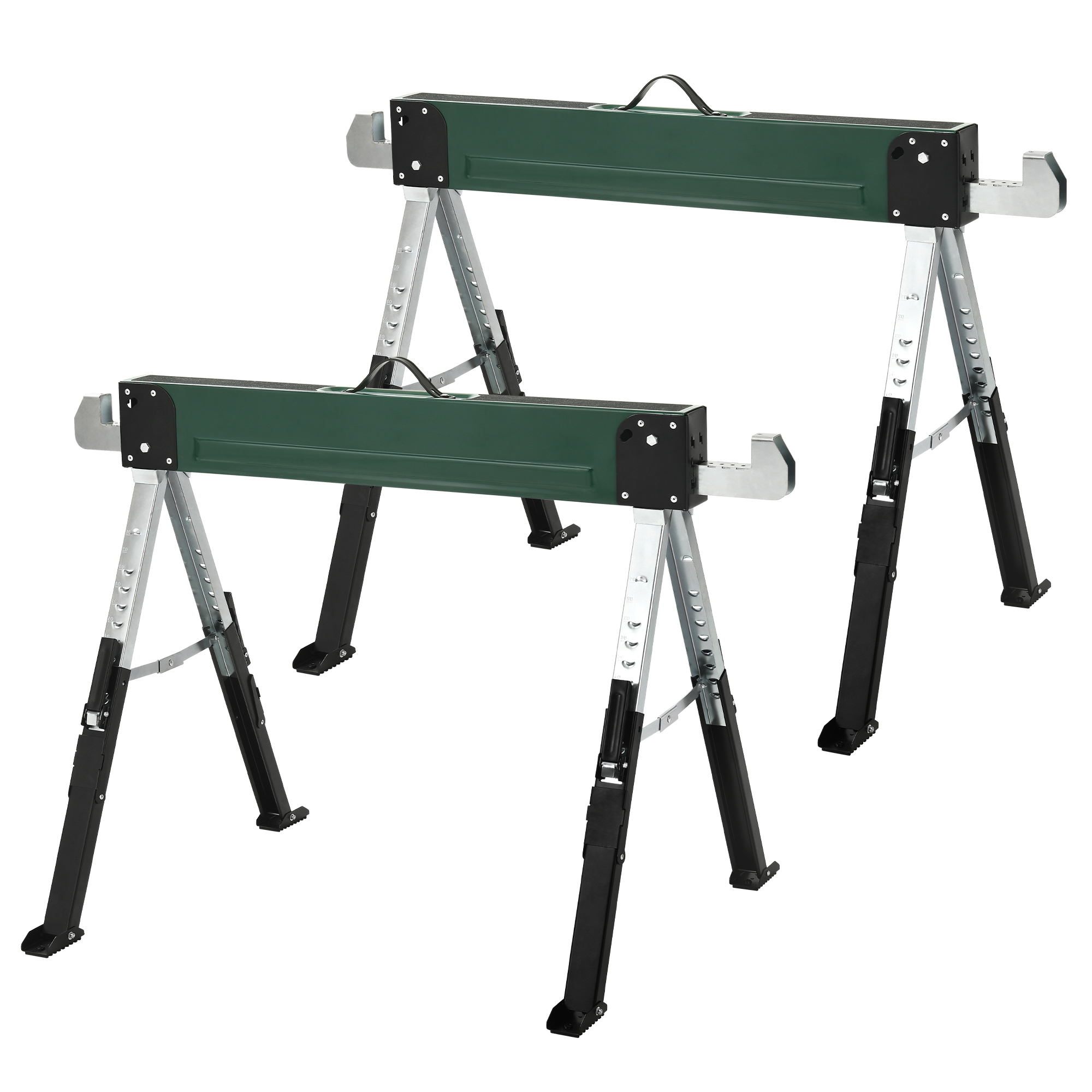DEXTRUS Saw Horses 2 Pack 2 X 4 With 8 Speed Adjustable Legs Heavy 