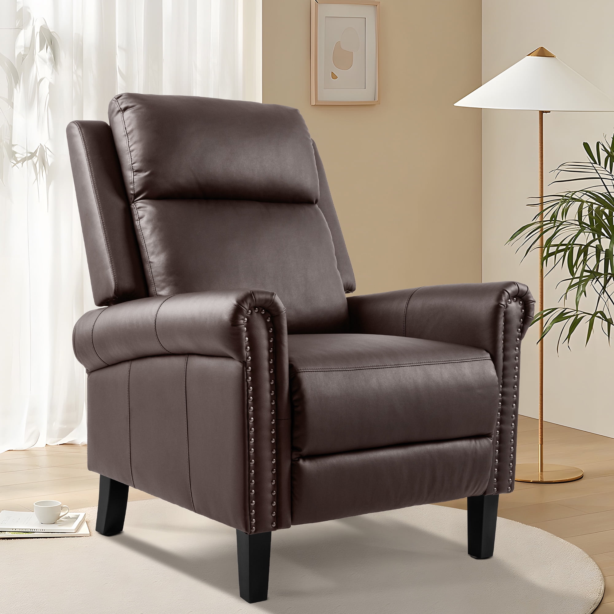 Dextrus Set of 2 Leather Recliner Chairs, Push Back Recliners with Cozy