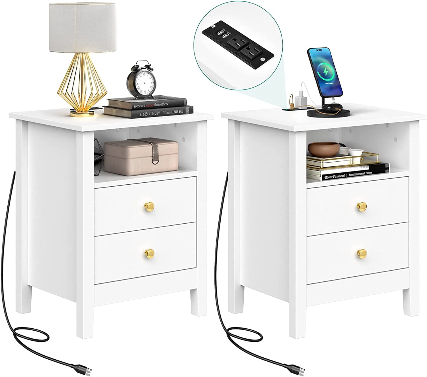 Small nightstand with charging shop station