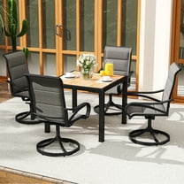 Dextrus Set of 2 Cushioned Outdoor Dining Chairs with  Padded High Back for Patio Deck Garden, Gray