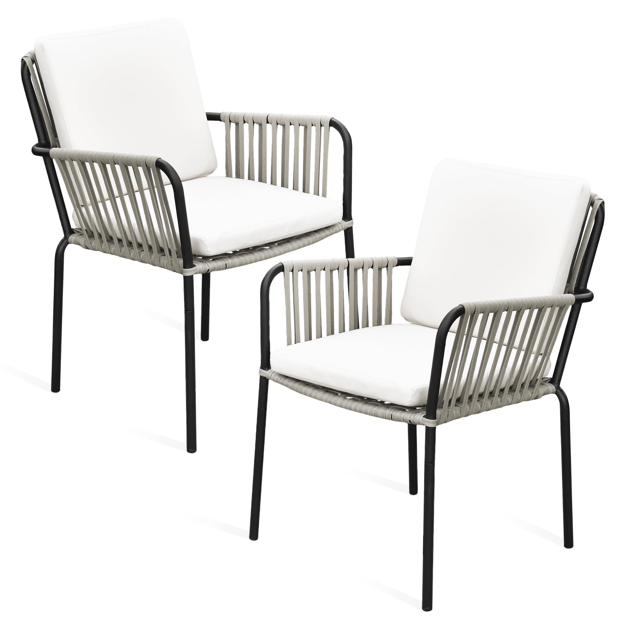 Dextrus Set of 2 Patio Dining Chairs, Outdoor Wicker Bistro Chairs or Patio, Backyard, Poolside