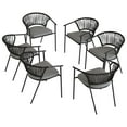 thumbnail image 1 of Dextrus Set of 6 Outdoor Dining Chair with Cushion, All-Weather Stackable Patio Bistro Chair Rope Woven Design - Gray, 1 of 10