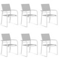 thumbnail image 1 of Dextrus Set of 6 Outdoor Patio Chairs,  Aluminum Dining Chair with Armest and Adjustable Feet for Outdoor Garden,  Backyard, White, 1 of 8