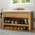 thumbnail image 1 of Dextrus Shoe Bench with Lift Top Hidden Storage, Rattan Entryway Bench Shoe Rack Organizer Unit, 1 of 10