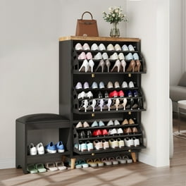 Round Entryway Shoe Storage Cabinet On Wheels Wood Freestanding Shoe Rack Storage Organizer Walmart