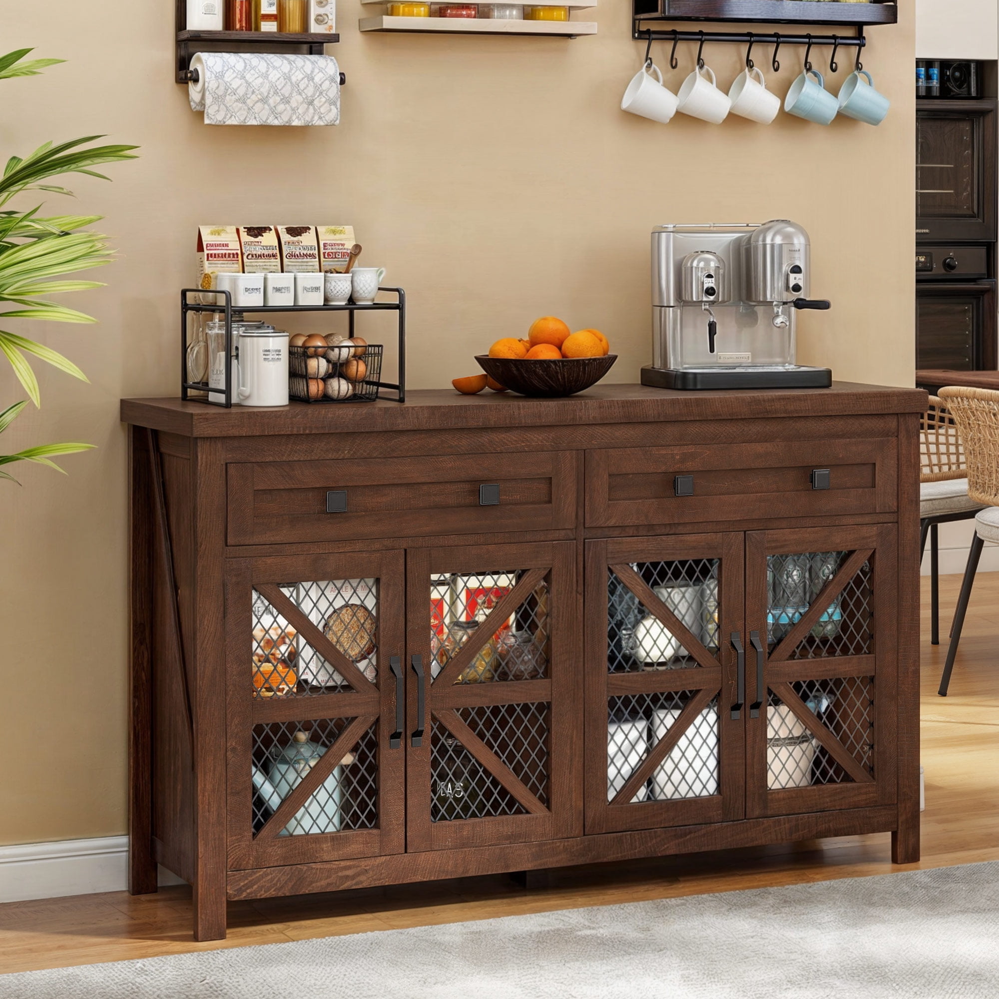 DEXTRUS Sideboard Buffet Cabinet with Drawers & Doors, Kitchen Storage ...