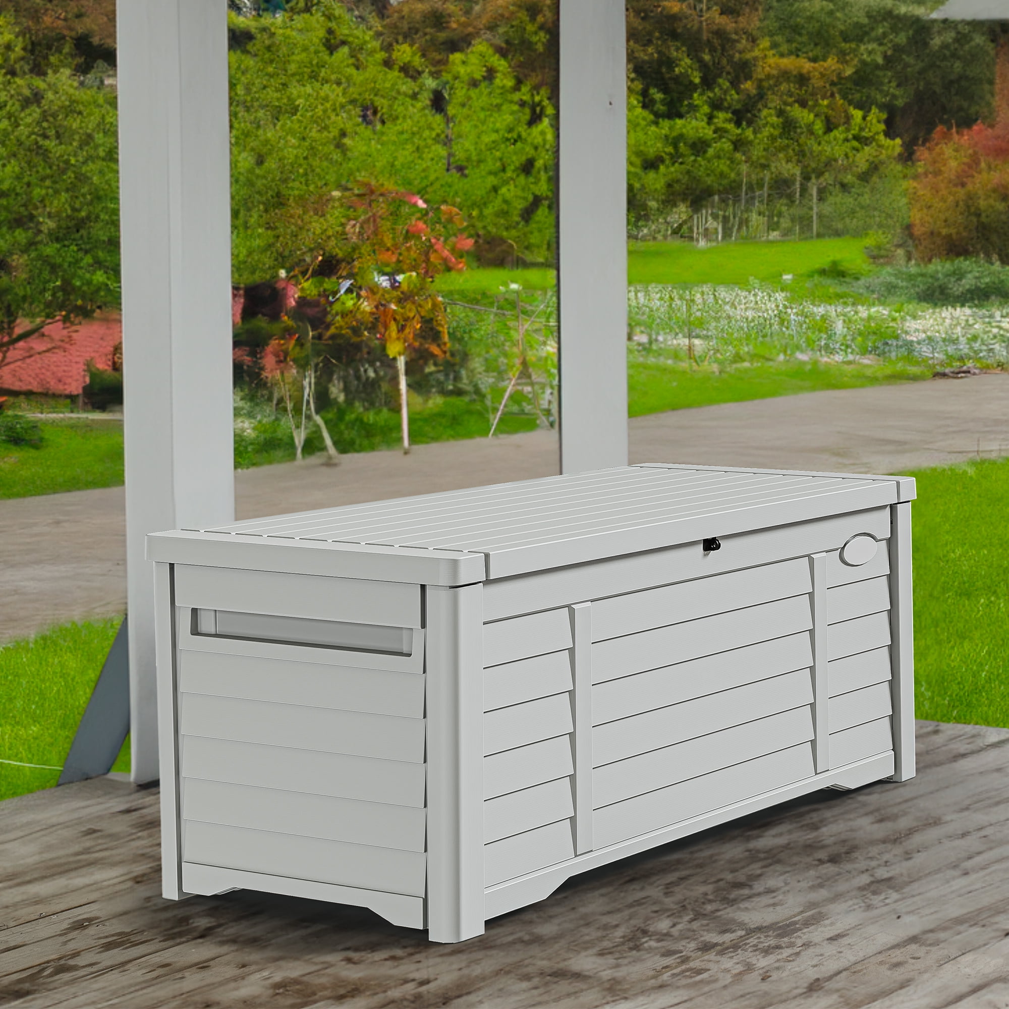 Dextrus 120 Gallon Outdoor Waterproof Deck Box for Cushions, Tools & Pool Accessories