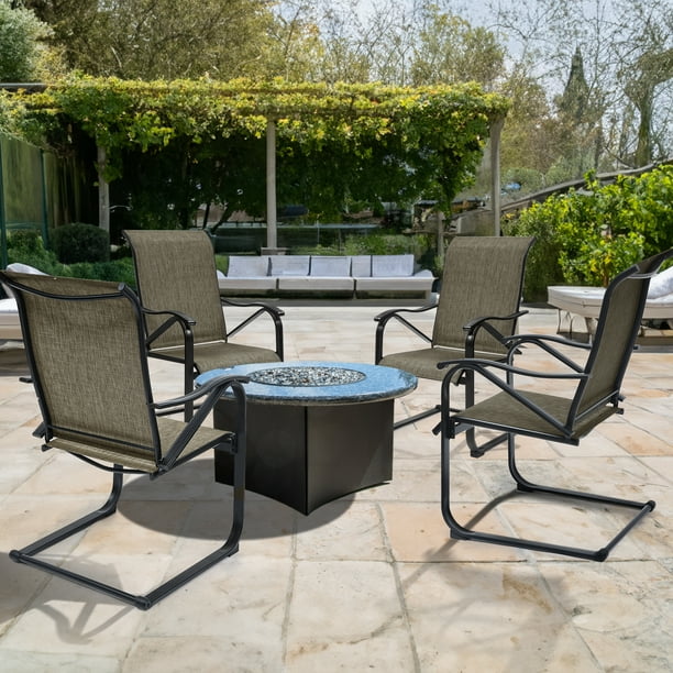 Dextrus Spring Motion Patio Chairs Set of 2 C Spring Outdoor Chairs with Heavy Duty Metal Frame Breathable Fabric Ideal for Backyard Porch Poolside Gray Walmart Business Supplies