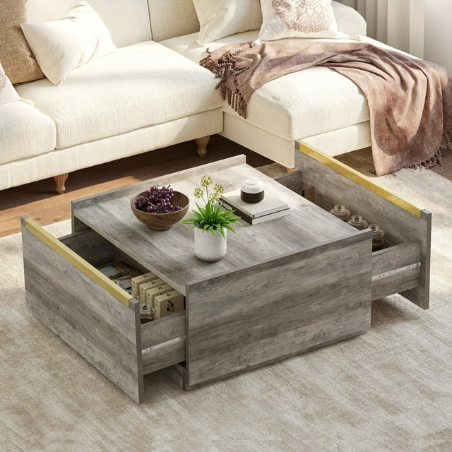 Dextrus Square Coffee Table with Storage, Coffee Tables for Living Room