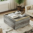 Wood Dextrus Square Coffee Table with Functional Storage, Manhattan