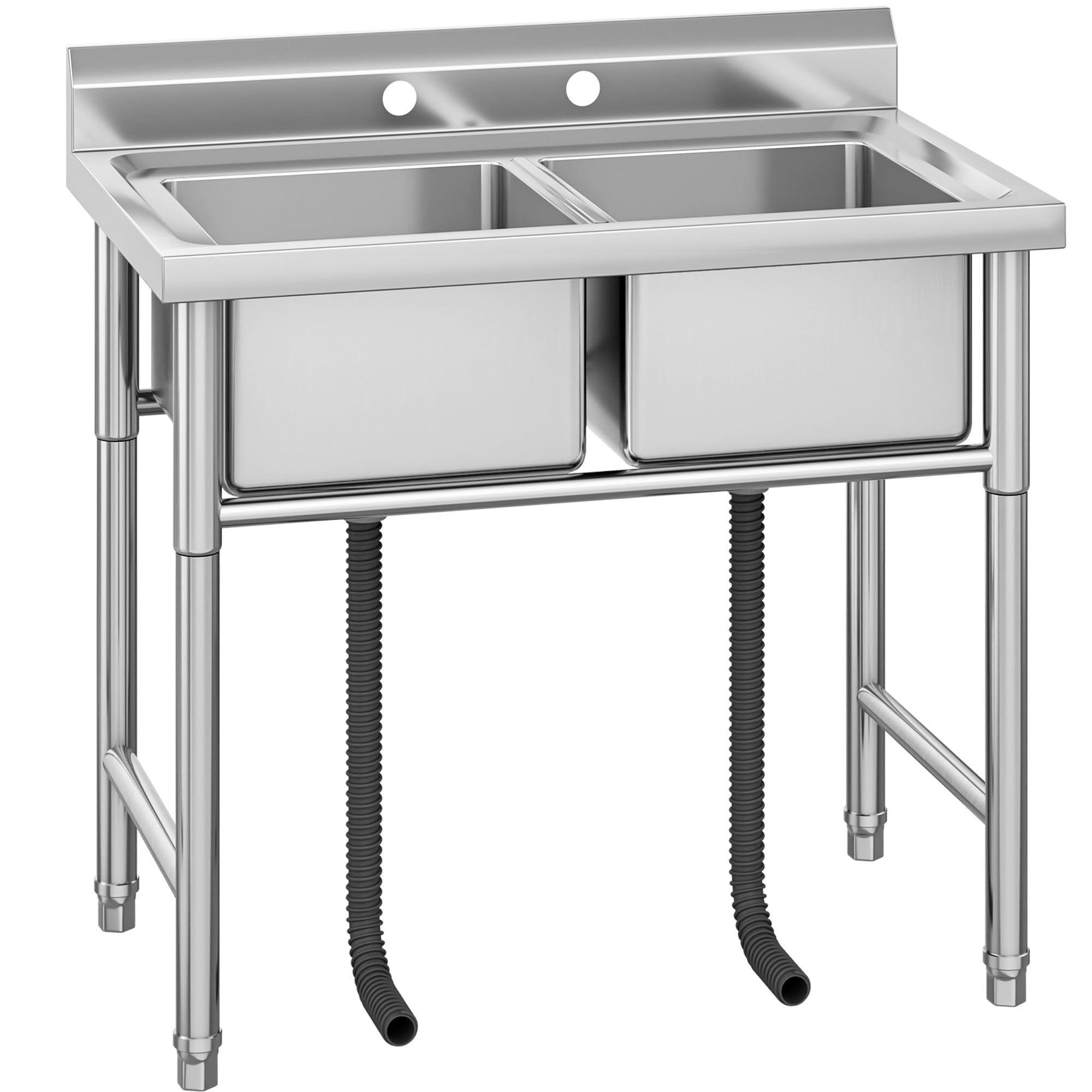 Dextrus Stainless Steel Freestanding Sink with 2 Compartments