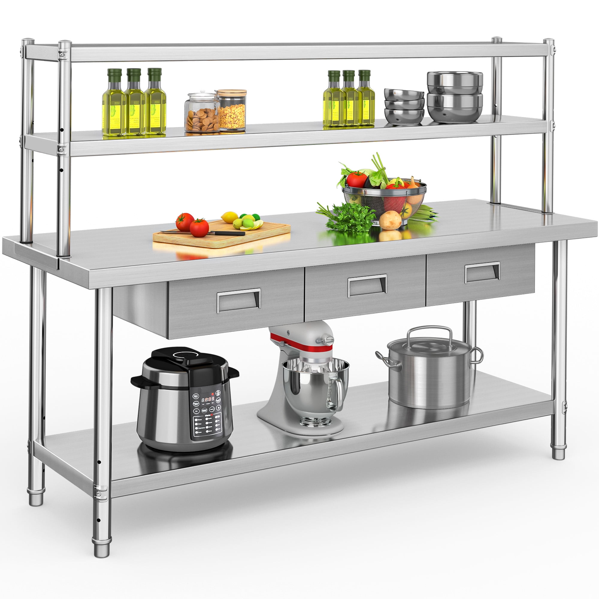 Work table with overhead shelf discount