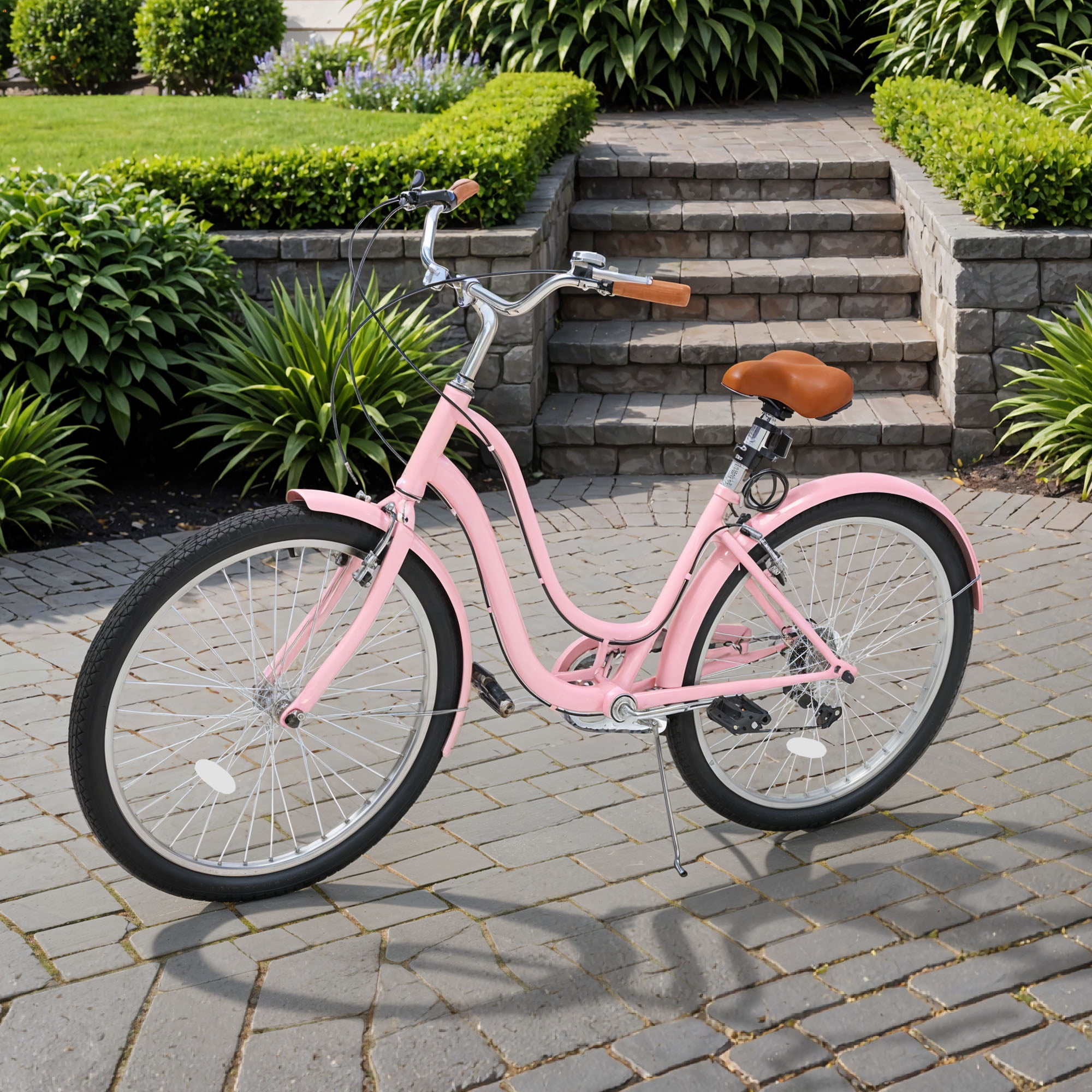 Dextrus Steel Frame Cruiser Bike, 26in Step-Through Bicycle for