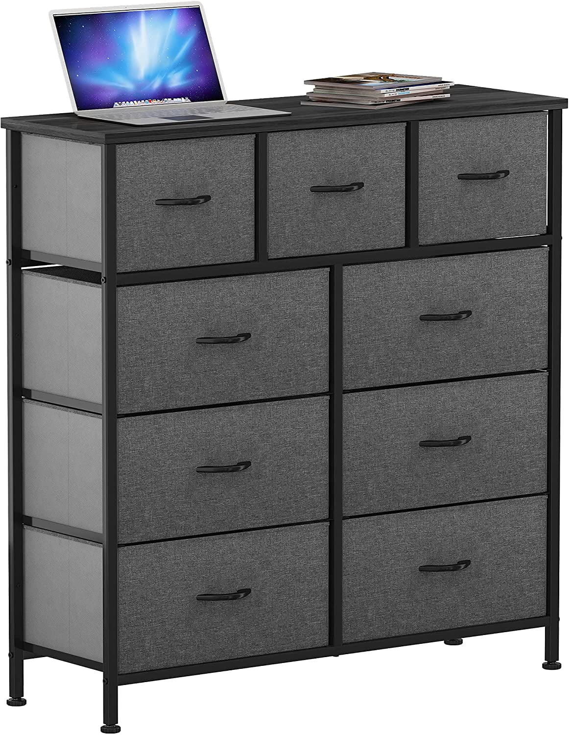 Dextrus Storage Dresser Furniture Fabric Storage Tower with 9 Drawers