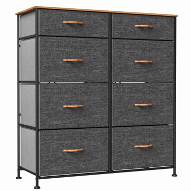JHK 8-Drawer Dresser – Black Fabric Bin Storage Chest For Bedroom, Living Room, Home Office