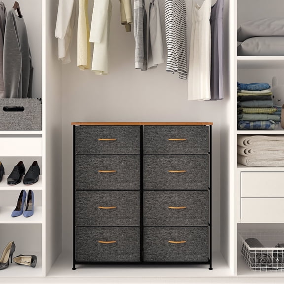 Dextrus Storage Tower Unit with 8 Drawers - Fabric Dresser, Organizer Unit for Bedroom, Living Room & Closets - Sturdy Steel Frame, Wooden Top & Easy Pull Fabric Bins
