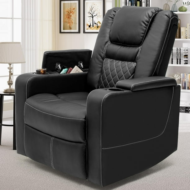 Dextrus Swivel Glider Rocker Recliner Chair with Cup Holders, Home