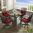 Dextrus 4Person AllWeather Patio Dining Set w/ Aluminum Table & Iron Swivel Chairs, Black