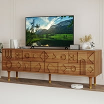 Dextrus TV Stand with Storage for Living Room, Mid-Century Entertainment Center, Media Console for up to 80 Inch TVs, Walnut