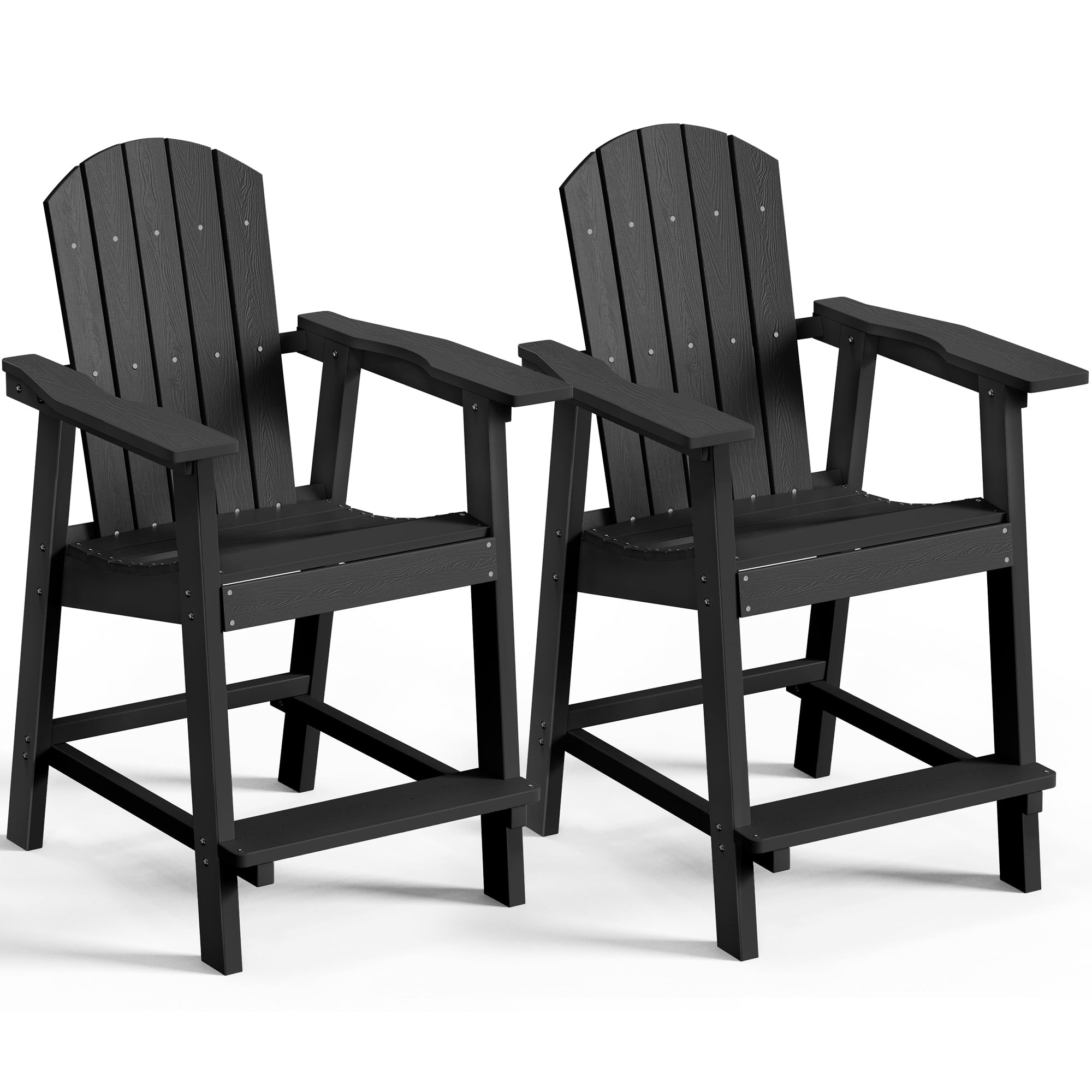 Dextrus Tall Adirondack Chair Set of 2, Poly Lumber Outdoor Bar Stools