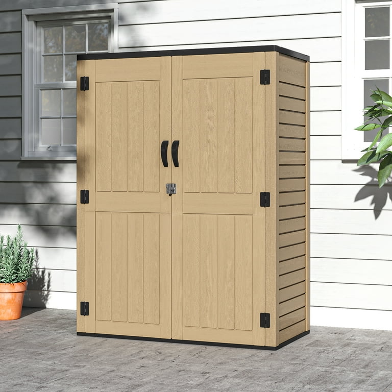 Dextrus Tall Outdoor Storage Shed, Vertical Lockable Tool Storage