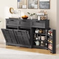 thumbnail image 1 of Dextrus Tilt Out Trash Can Cabinet with Drawers & Doors, Kitchen Cabinet for Double 10-gal Trash Bins Storage, Gray, 1 of 8