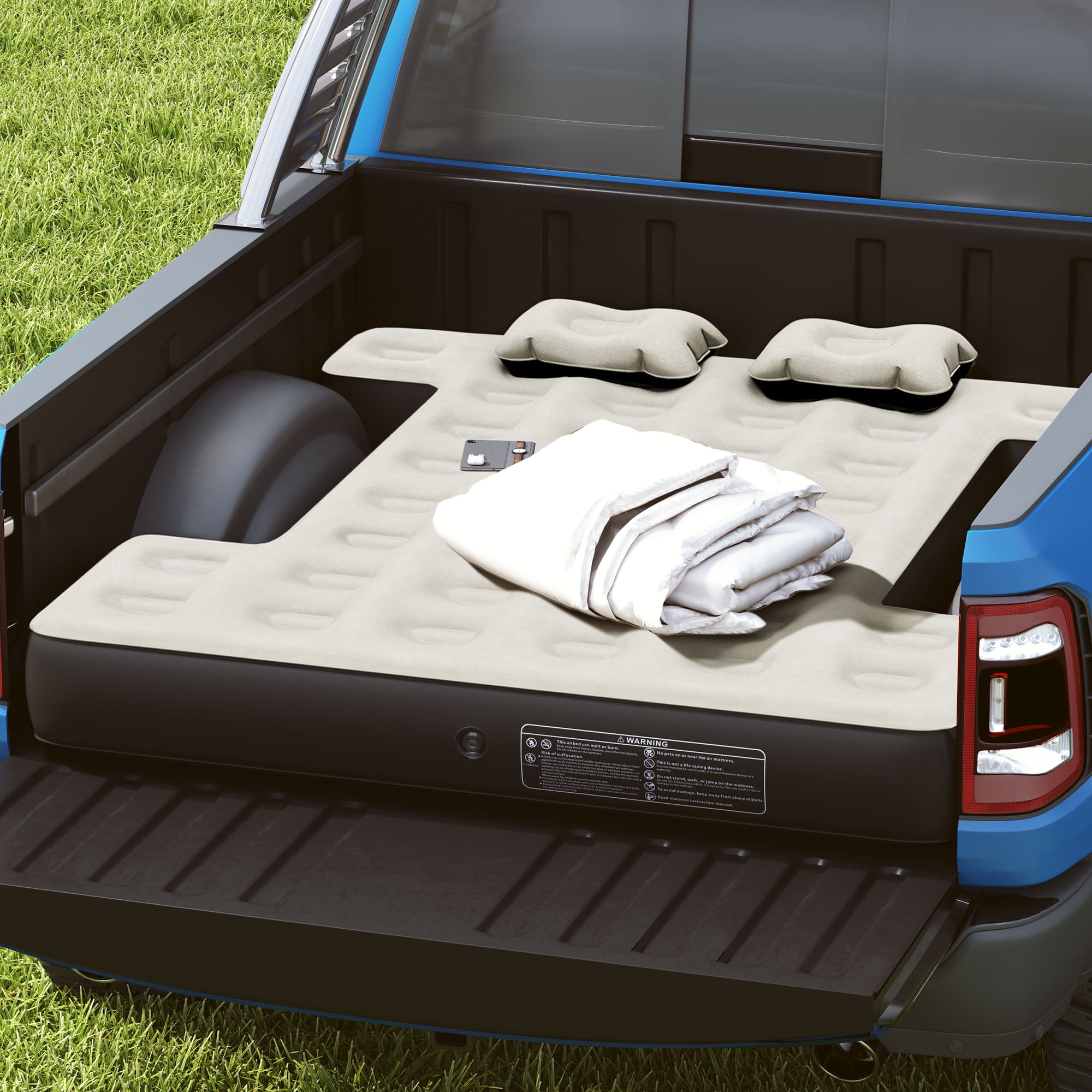 Dextrus Truck Bed Air Mattress for 5.5-5.8 ft Full-Size Truck Beds, Outdoor Inflatable Car Mattress Bed, Black&Gray