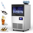 thumbnail image 1 of Dextrus Upgraded Commercial Ice Maker Machine 100lbs/24h with 33lbs Storage Bin, Stainless Steel Ice Scoop, Blue Light, Freestanding Ice Machine Water Bottle for Home, Restaurants, Bars, 1 of 10