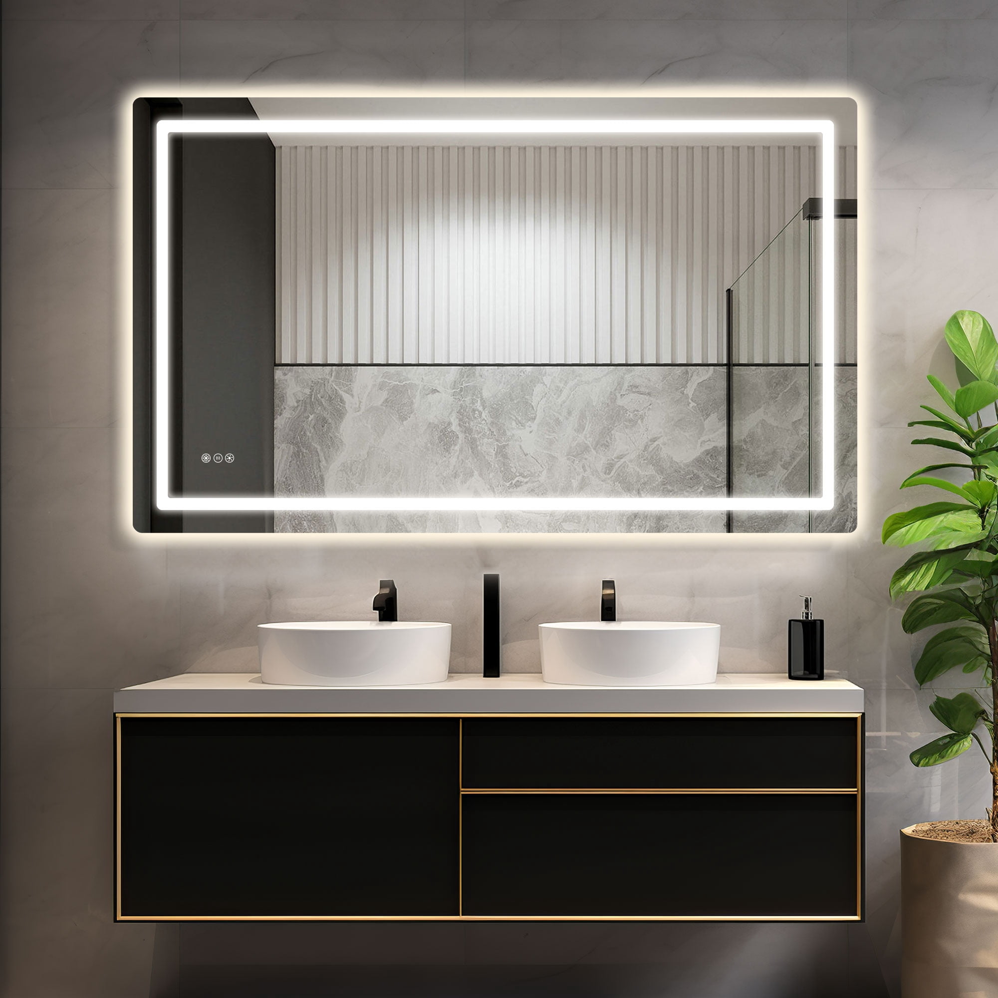 Dextrus Wall Mounted Lighted Vanity Mirror LED Bathroom Mirror Anti Fog ...
