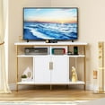 Dextrus White Corner TV Stand for 55 inch with Power Outlet, Modern