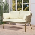 thumbnail image 1 of Dextrus Wicker Loveseat Sofa With Cushions & Lumbar Pillows, 2 Seats Patio Wicker Sofa - Beige, 1 of 9