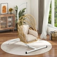 thumbnail image 1 of Dextrus Wicker Swing Egg Chair Hammock Hanging Chair Nest Basket with Stand, UV Resistant Removable & Washable Cushions,450LB Capacity for Bedroom, Balcony, Garden and Poolside (Beige), 1 of 8