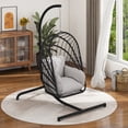 thumbnail image 1 of Dextrus Wicker Swing Egg Chair Hammock Hanging Chair Nest Basket with Stand, UV Resistant Removable & Washable Cushions,450LB Capacity for Bedroom, Balcony, Garden and Poolside (Gray), 1 of 8