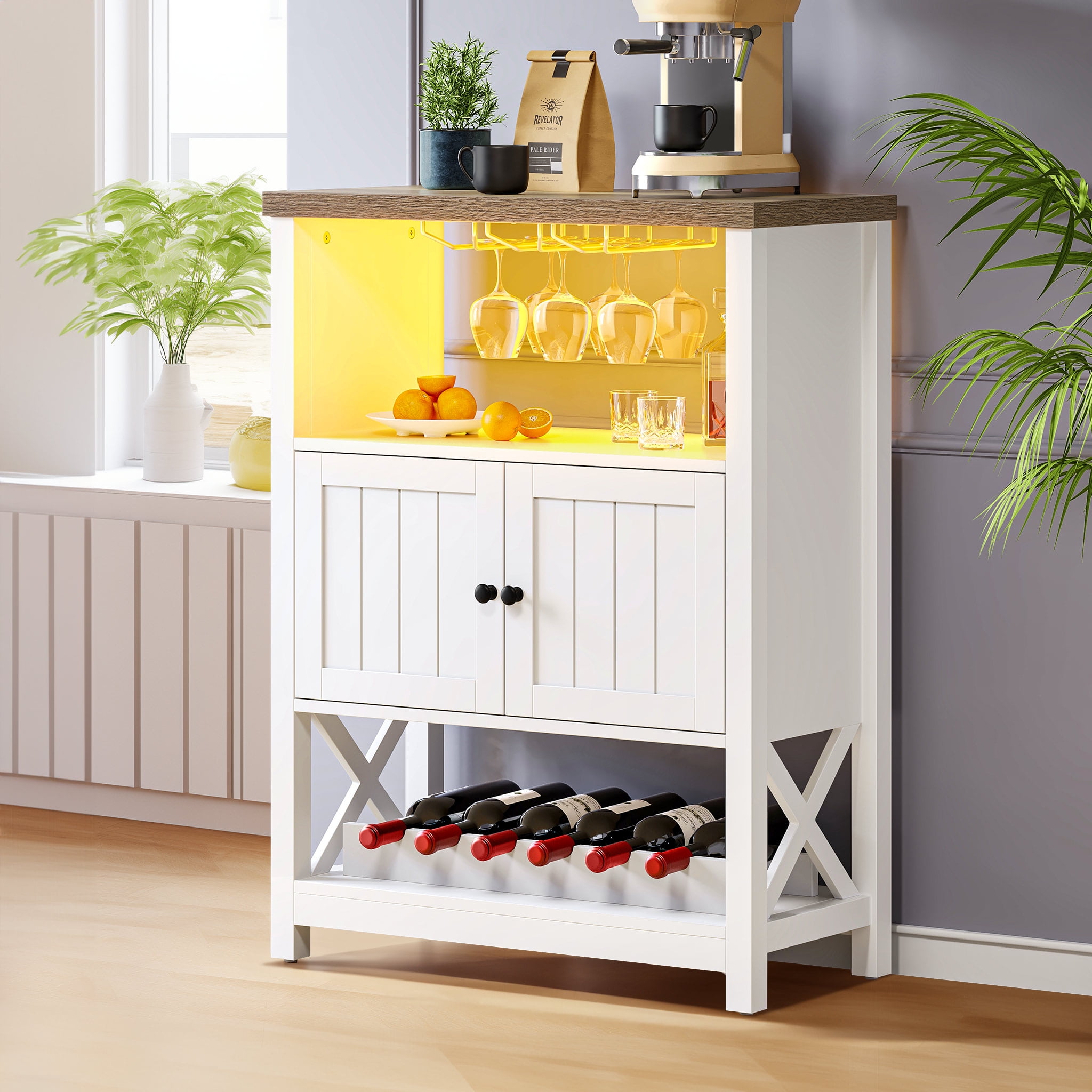 Contemporary White Wine Hutch Modern White Wine Bar Cabinet With