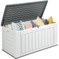 thumbnail image 1 of Dextrus 160 Gallon  Large Deck Box, Waterproof Outdoor Storage Box for Patio  Garden Tools ,Weather Resistant Resin, Lockable, Light Grey, 1 of 11