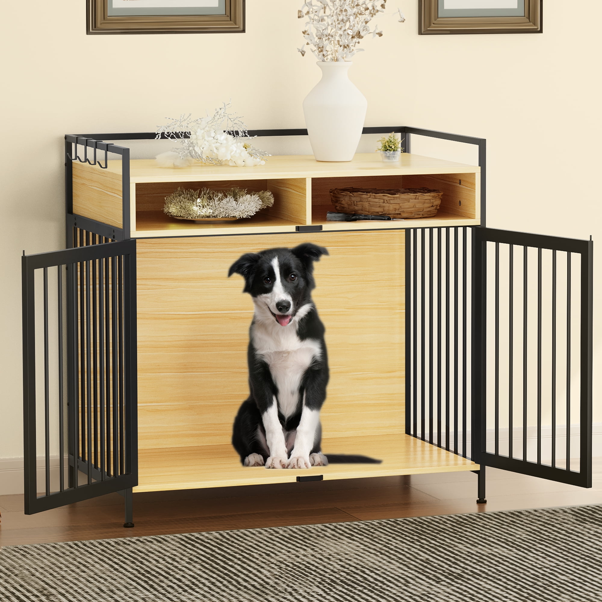 Dextrus XL Dog Crate with Drawers, Large Kennel End Table