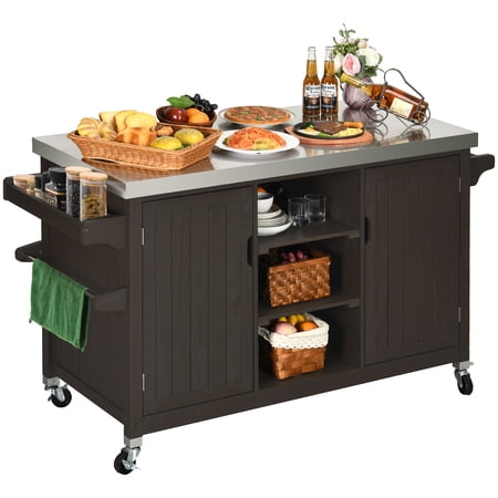 Dextrus XL Solid Wood Outdoor Storage Cabinet, Stainless Steel