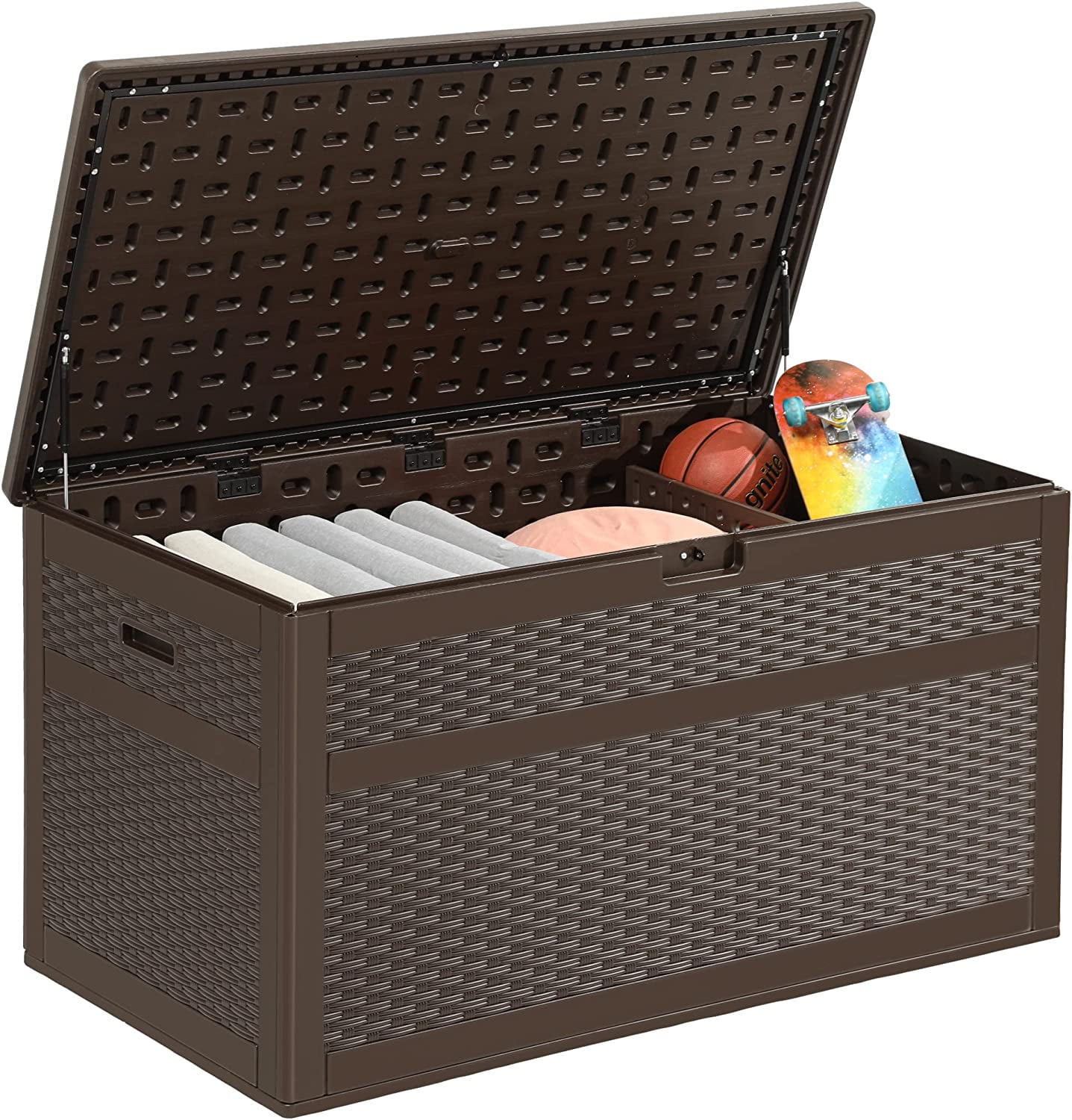 Dextrus XXL 230 Gallon Large Deck Box, DoubleWall Resin Rattan Outdoor