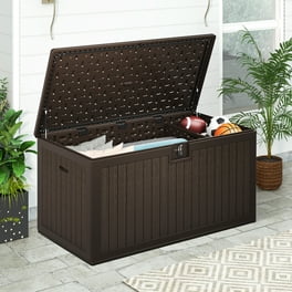 DWVO 70 Gallon Outdoor Storage Bench w Cushion and Coffee Table Wicker Storage Deck Box w Seat All Weather Rattan Storage Seating for Patio Furniture Walmart
