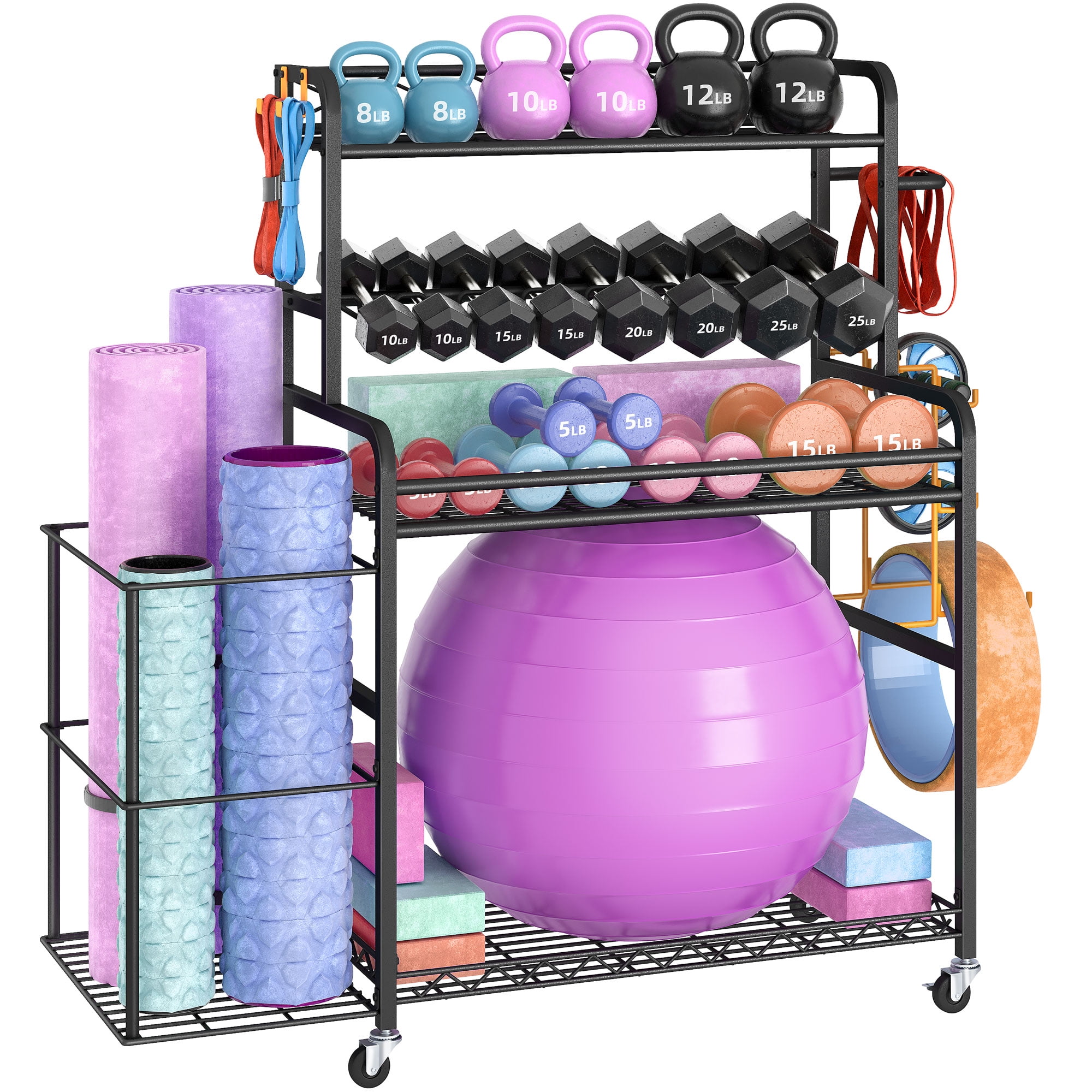 Dextrus Yoga Mat Storage Rack Cart Home Gym Storage Rack Weight Rack