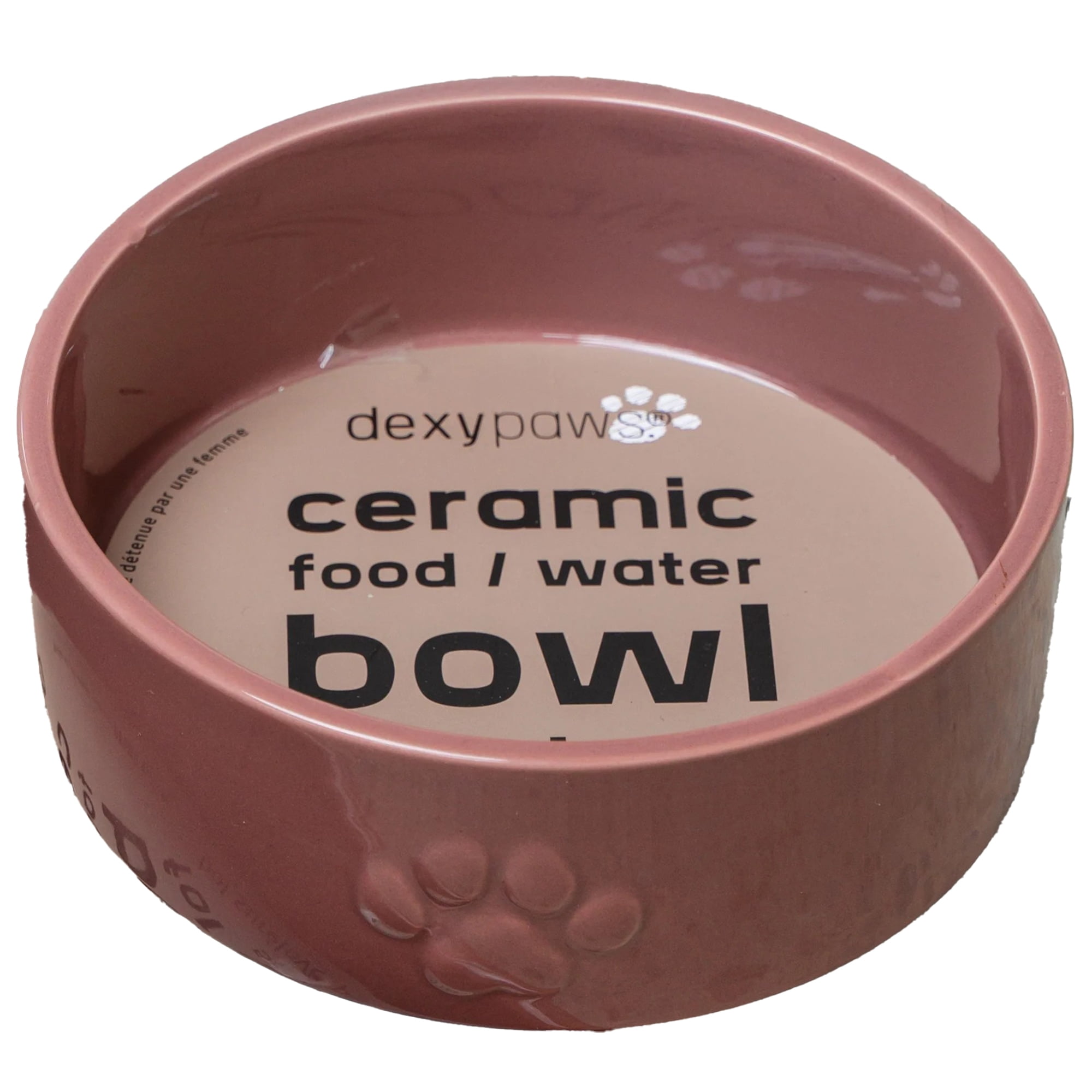Dexypaws: Ceramic Dog Bowl: Blush Pink - 26oz - Pet Feeding Dish, Meals, Food & Water, Dishwasher Safe, Non-Toxic, Non-Tip Design, Stylish Paw Print