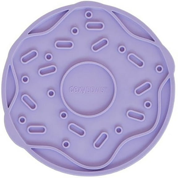 Dexypaws: Enrichment Lick Mat: Lilac Donut Delight - Grooved Silicone Dog Feeding Dish, Spread Food Or Treats Onto The Mat, Pet Soothing, Suction Back