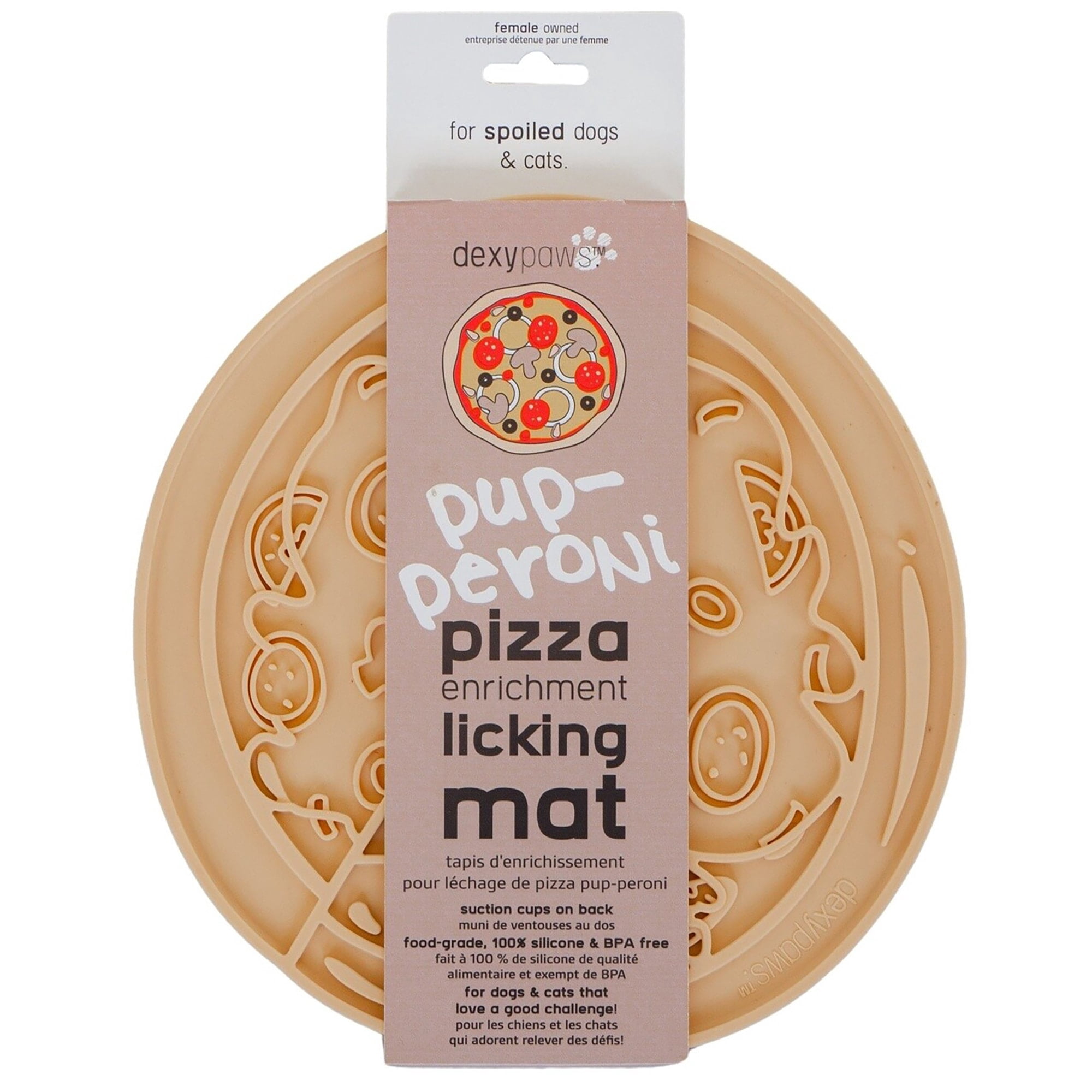 Dexypaws: Enrichment Lick Mat: Pup-peroni Pizza - Grooved Silicone Dog ...