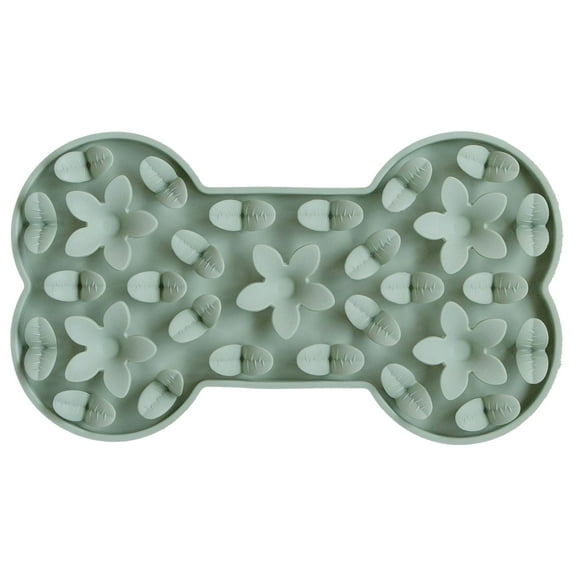 Dexypaws: Enrichment Snuffle Mat: Sage Green Bone - Textured Dog Feeding Pad, Food Grade Silicone, Spread Food &Treats, Pet Soothing, Suction Back